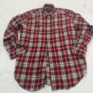 Britches Vintage Flannel Plaid Shirt Mens Red Black Long Sleeve Button Outdoor L